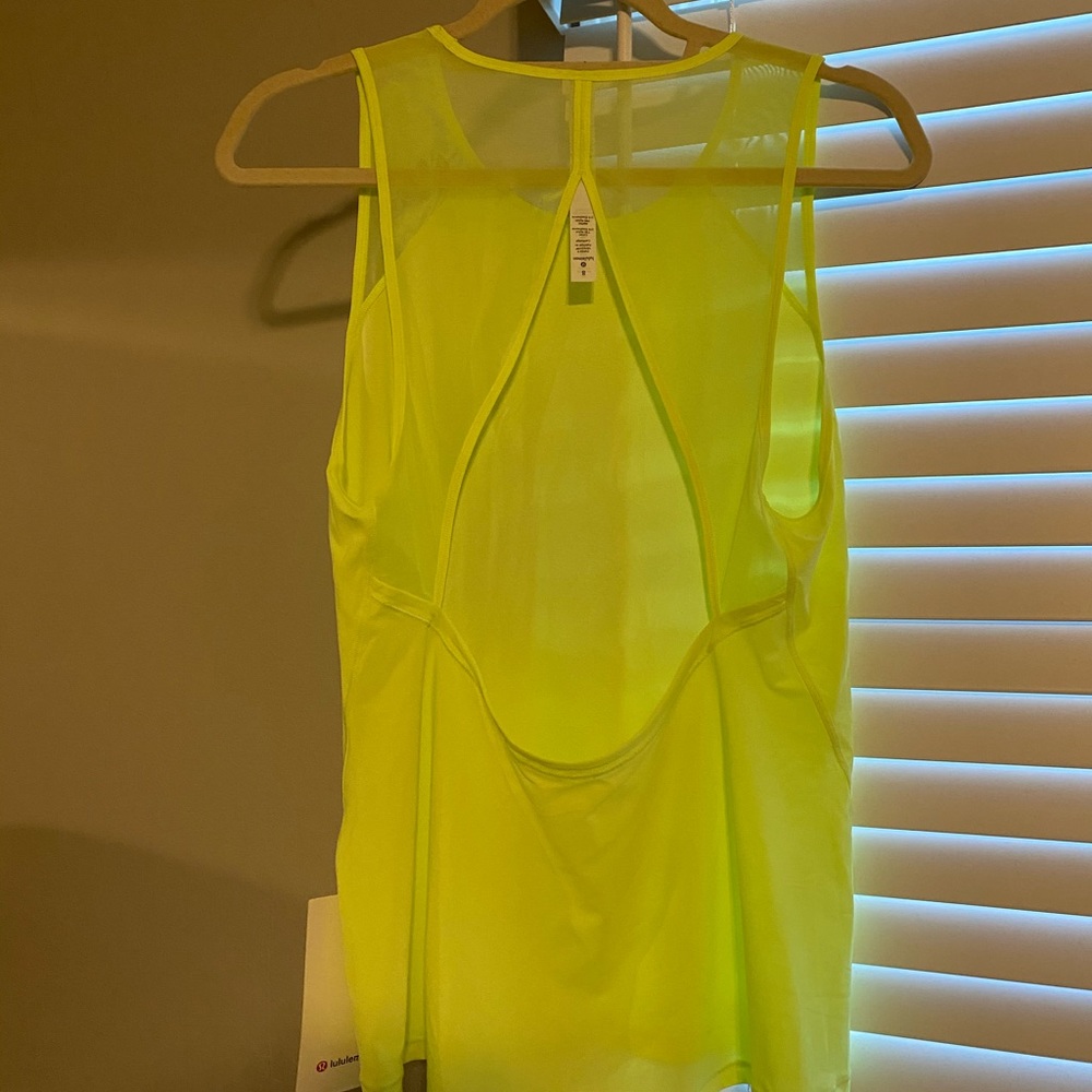Neon yellow lululemon mesh workout tank